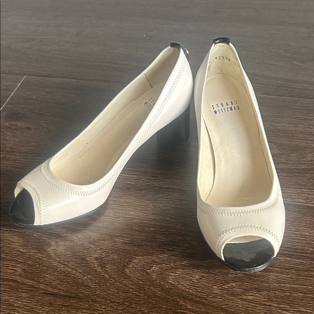 STUART WEITZMAN Sleek peep toe 60mm leather pumps size 6.5 (37 EU)